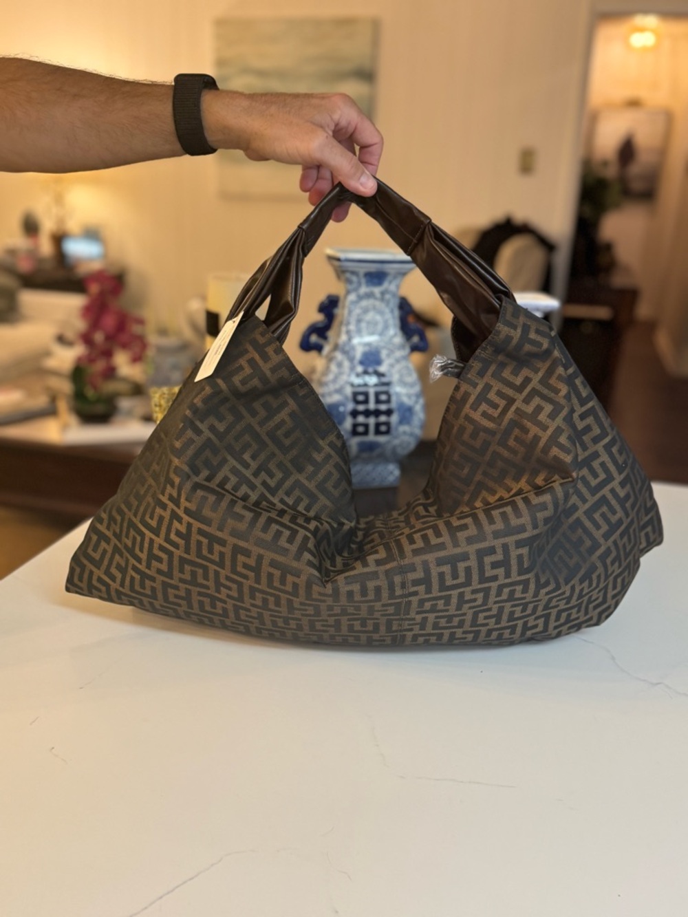 🤎 DESIGNER INSPIRED CANVAS LARGE HOBO SHOULDER BAG! - Picture 2 of 9
